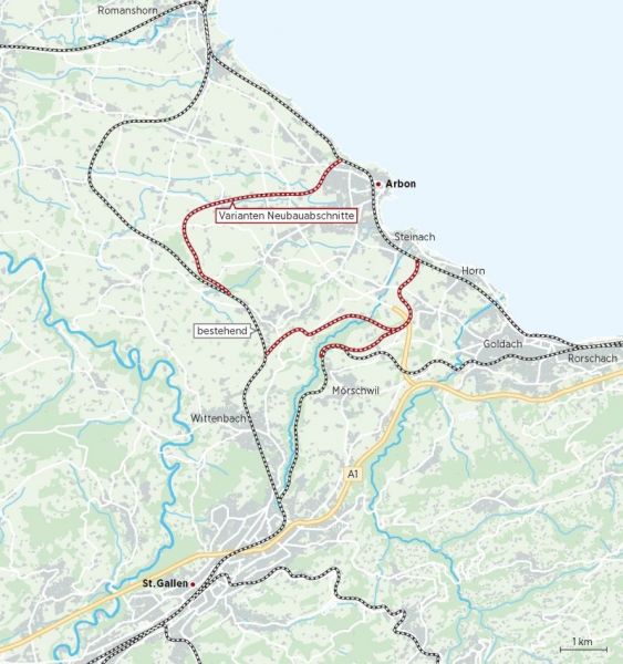 Vision einer Direktverbindung mit der Bahn vom Bodensee nach St.Gallen