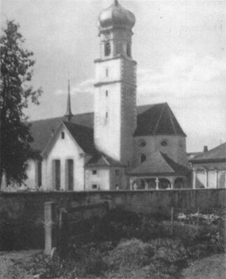 Kolumbanskirche von Süden, Aufnahme um 1880 von Max Taeschler