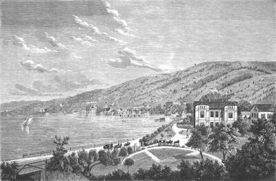 Villa Seefeld in Goldach, mit Blick Richtung Rorschach, alter Stich