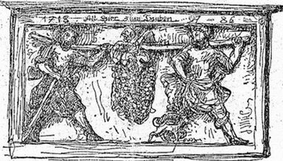 Rückkehr der israelitischen Kundschafter Josua und Kaleb aus dem gelobten Lande