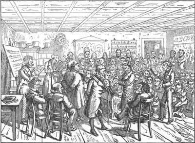 Inspektion einer Provinzialschule. Aus: Neuer Distelikalenderfür 1874
