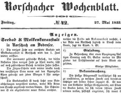 Rorschacher Wochenblatt, Anzeigenseite 1853