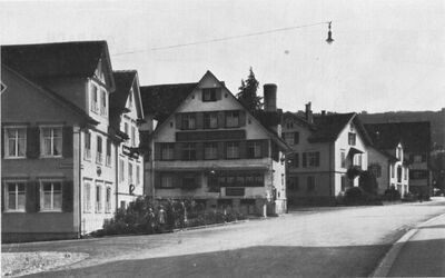 Hauptstrasse Goldach 1930, Blickrichtung nach Osten (Photo: Technische Betriebe Goldach, Copyright: Gemeinde Goldach)