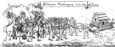 Historischer Umzug in Rorschach, den 3. und 4. März 1889, Ausschnitt aus dem Leporello