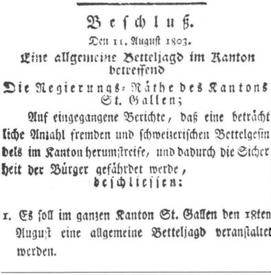 Aus dem St.Gallischen Kantonsblatt für das Jahr 1803