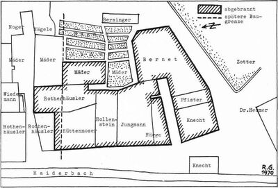 Brandplatz, später Lindenplatz, nach einem Plan von Ing. J. M. Faller, August 1850