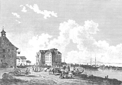 Rorschacher Hafen um 1870 (Radierung von Alexis N. Perignon)