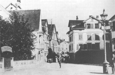 Blick vom Bodan gegen Westen. Der Garten links gehoert zum Hotel Gruener Baum. Photo: P. Labhart
