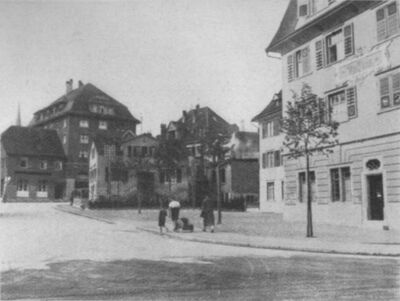 Blick von der  Hauptstrasse nach der Kirchstrasse