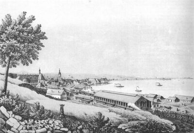 Rorschach Bahnhof. Lithographie von l. Haltiner 1857.