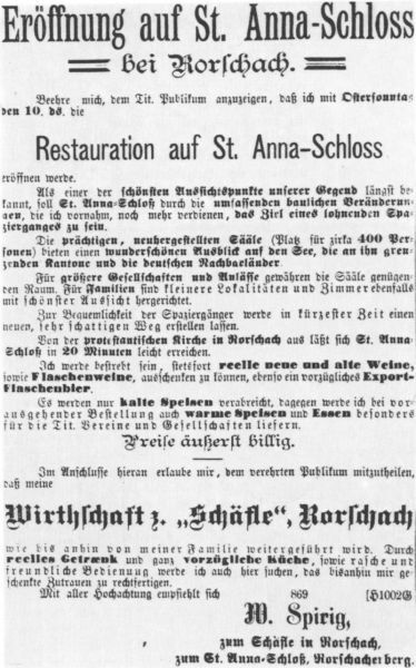 Anzeige aus: «Der Rorschacher Bote» vom 9.4.1887