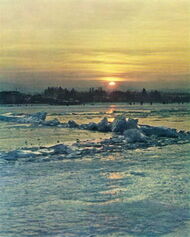 Seegfroerni 1963: Sonnenuntergang über dem Rietli der Rorschacher Bucht